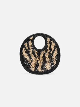 Den lilla runda väskan Spiaggia Liten cirkelformad väska i raffia