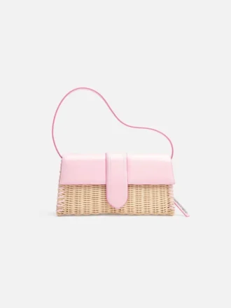 Den långa flätade Bambino Wicker-väskan med lock