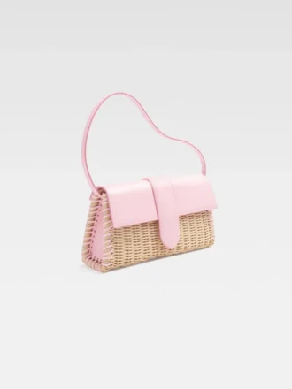 Den långa flätade Bambino Wicker-väskan med lock