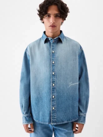 Denimskjorta från Simon de-Nîmes Rak denimskjorta