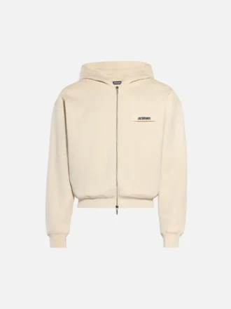 Gros Grain-hoodie med dragkedja Grosgrain-logo på dragkedja