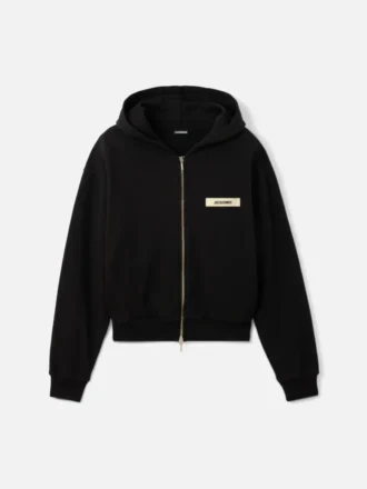 Gros Grain-hoodie med dragkedja Grosgrain-logo på dragkedja