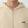 Gros Grain-hoodie med dragkedja Grosgrain-logo på dragkedja Gros Grain-hoodie med dragkedja Grosgrain-logo på dragkedja