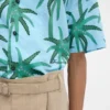 Jeansskjorta Kortärmad skjorta med palmträd- och stjärntryck Jeansskjorta Kortärmad skjorta med palmträd- och stjärntryck