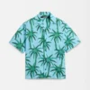 Jeansskjorta Kortärmad skjorta med palmträd- och stjärntryck Jeansskjorta Kortärmad skjorta med palmträd- och stjärntryck