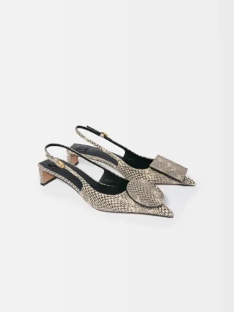 Låga Duelo-slingbacks Cirkel- och fyrkantiga kitten heels