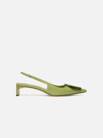 Låga Duelo-slingbacks Cirkelformade fyrkantiga kitten heels