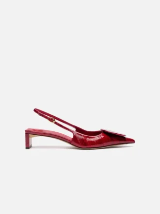 Låga Duelo-slingbacks Cirkelformade fyrkantiga kitten heels