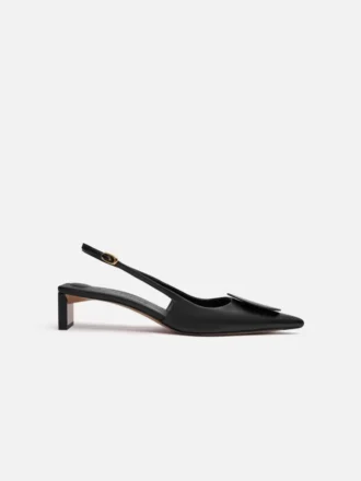 Låga Duelo-slingbacks Cirkelformade fyrkantiga kitten heels