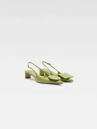 Låga Duelo-slingbacks Cirkelformade fyrkantiga kitten heels
