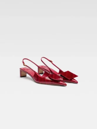 Låga Duelo-slingbacks Cirkelformade fyrkantiga kitten heels