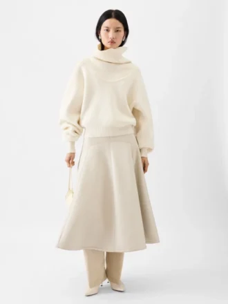 Pallone-stickad tröja med bred turtleneck