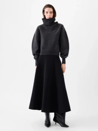 Pallone-stickad tröja med bred turtleneck
