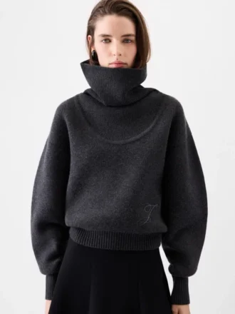 Pallone-stickad tröja med bred turtleneck