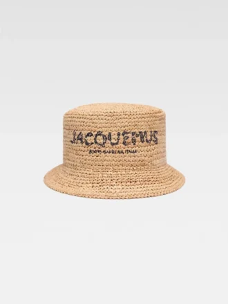 Pesco-buckethat Broderad raffia-buckethat