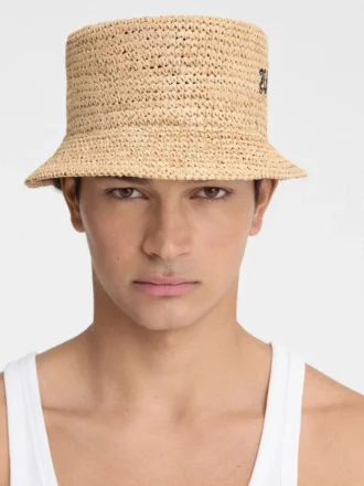 Pesco-buckethat Broderad raffia-buckethat