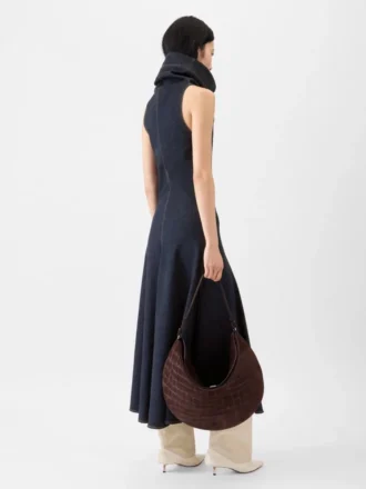 Triangle de-Nîmes denimklänning Denimklänning med hög ståkrage